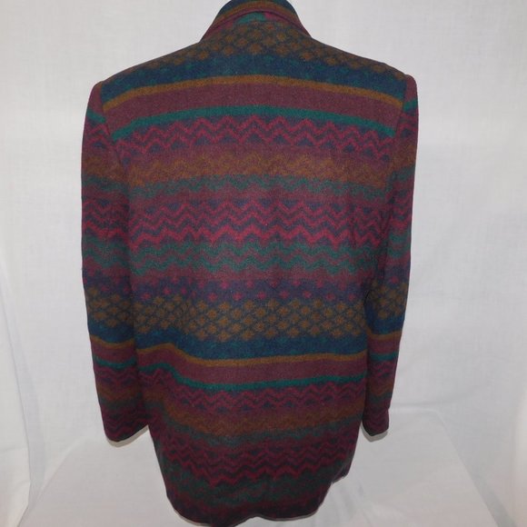Vintage 90s Two Roads Womens 11 Navajo Southwestern Print Oversized  Blazer - Picture 13 of 15